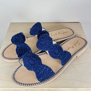 Jack Rogers Womens Sandals 9.5 Laurin Crochet Sandal Midnight Blue Vacation